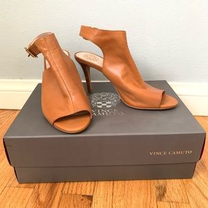 Vince Camuto Nissah Brown Leather Slingback Heels